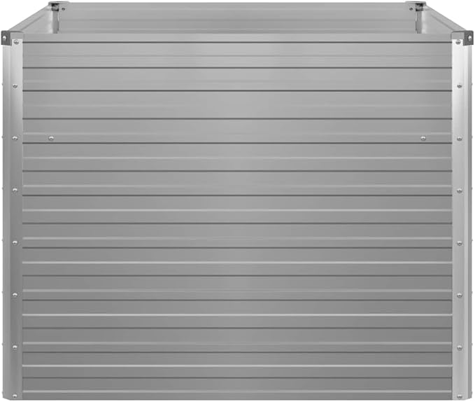 vidaXL Planter 100 x 100 x 77 cm Galvanised Steel Grey Balcony Garden Flower Box
