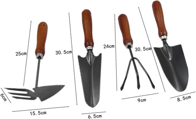 Toyvian 4pcs Mini Garden Tool Set with Stoving Varnish Shovel and Thickened Iron Spade Wooden Handle Planting Tools for Gardening and Potting