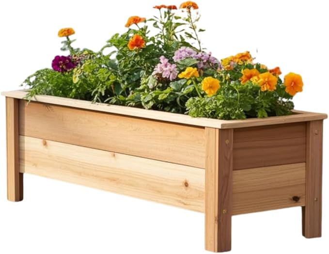 Cedar Raised Garden Bed Planter Box with Legs – Heavy Duty Outdoor Wooden Planter for Vegetables &amp Flowers No Bending Elevated Design Custom Size Handmade in USA (18in x 15.5in x 16in)