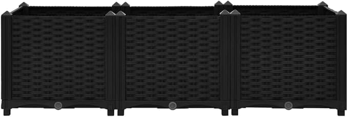 Raised BedOutdoor Planting BoxesIndustrial Rustic PlanterRaised Beds for GardeningPlantersfor Backyard Patio Balcony Garden47.2x15.7x15 Polypropylene