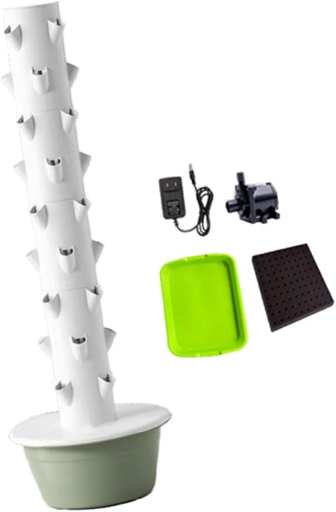 Hydroponic Tower Hydroponics Growing System Kit Eco Friendly Space Saving Vertical Garden Planter for Flowers Gardening Lover Green Size L