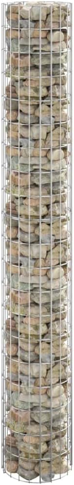 Galvanized Steel Circular Gabion Pole Outdoor Round Garden Gabion Basket Cage Planter Stand Patio Backyard Gabion Post Raised Bed Fencing Ø11.8x78.7-230