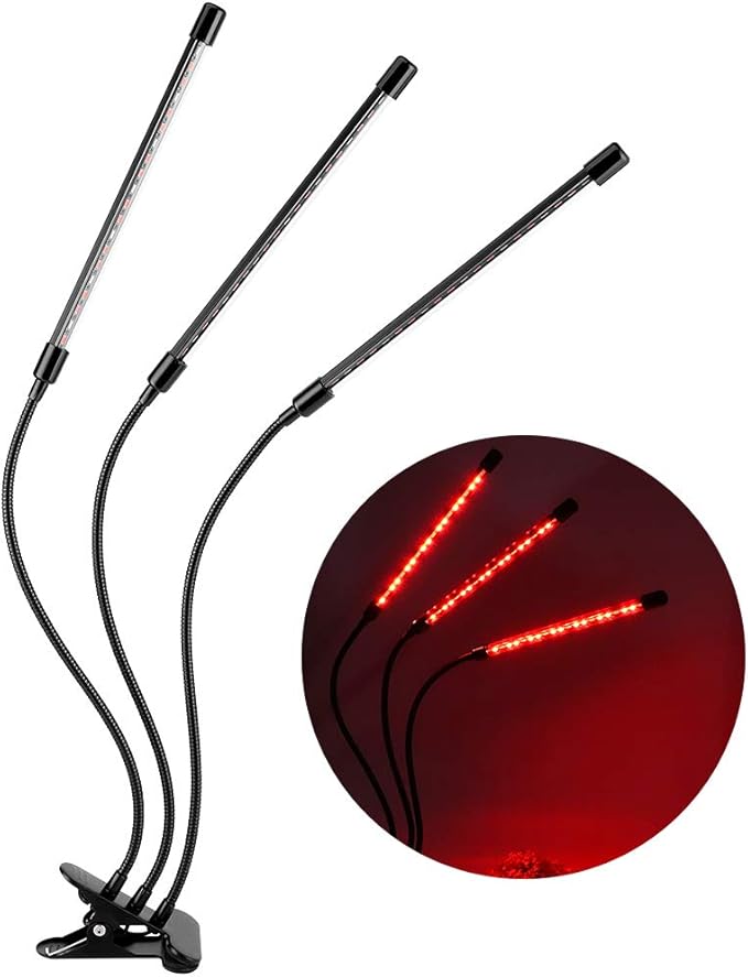 YWBL-WH 30W USB 3 Tubes Flexible LED Grow Light Full Spectrum Growing Lamp Adjustable Three-Head Indoor Light for Plants and Flowers with Flexible Gooseneck