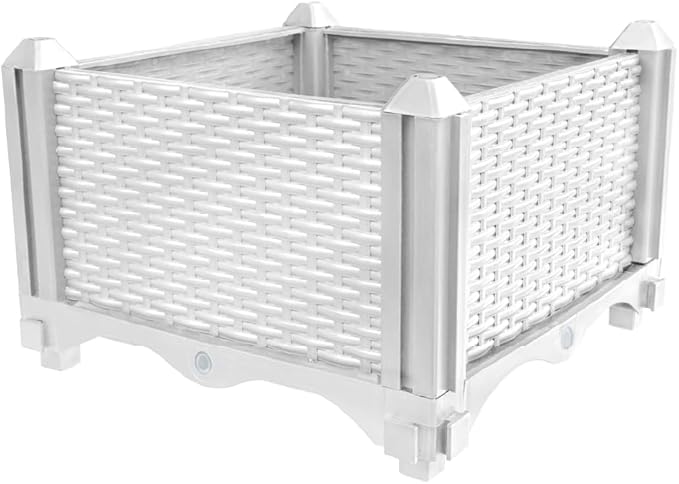 Trenton Gifts Set of 2. Raised Planter Box. White. Great for outdoor Plants &amp Flowers