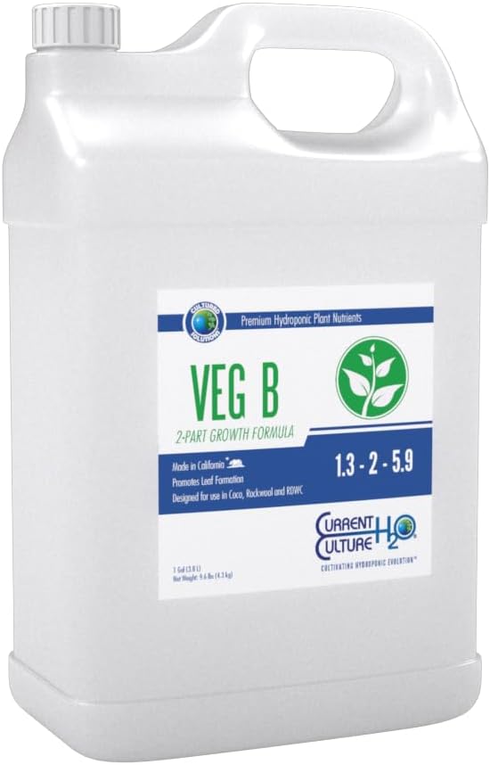 Veg B Gallon - Pure Liquid Fertilizers | Crystal Clear Blends | Consistently pH Stable | Developed for Hydroponic Applications - Gallon Size