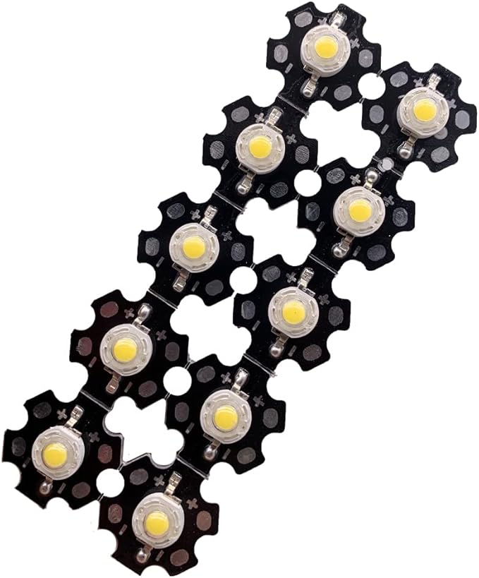 100PCS 3W High Power LED Diodes Cold/Warm White/Red/Green/Blue/Yellow 660nm 445nm Plant Grow Light Source with 20mm Star PCB (Full Specturm White)