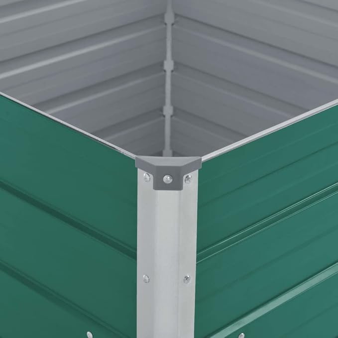 Outdoor Raised Garden Bed Galvanized Steel Square Planter Box Outdoor Raised for Gardening Vegetables Flowers 39.4x39.4x17.7 Galvanized Steel Green