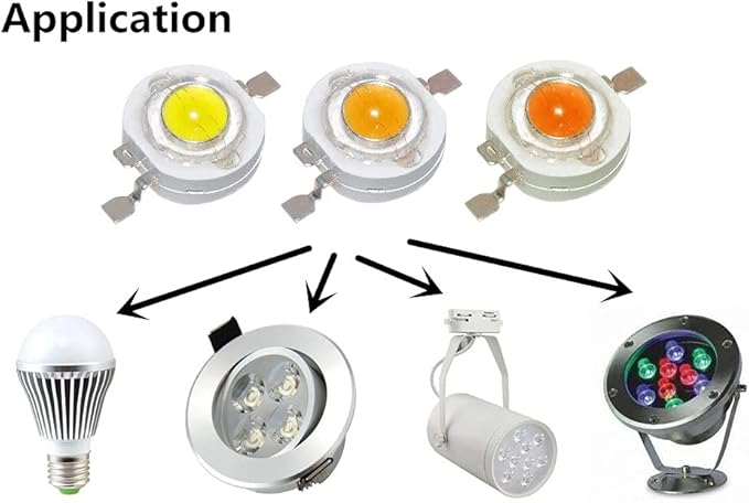 100pcs 3W High Power LED Diodes Cold Warm White Red Green Blue Yellow 660nm 445nm Plant Grow Light Source with 20mm Star PCB (White 6500K)