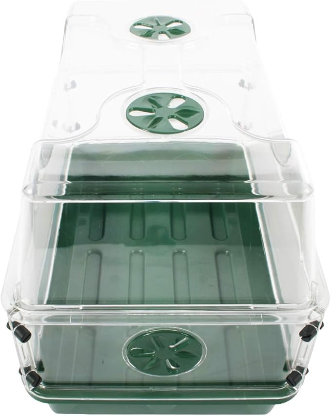 EarlyGrow 93763 Medium Seed and Herb Domed Propagator with Vented Side Height Extension Green