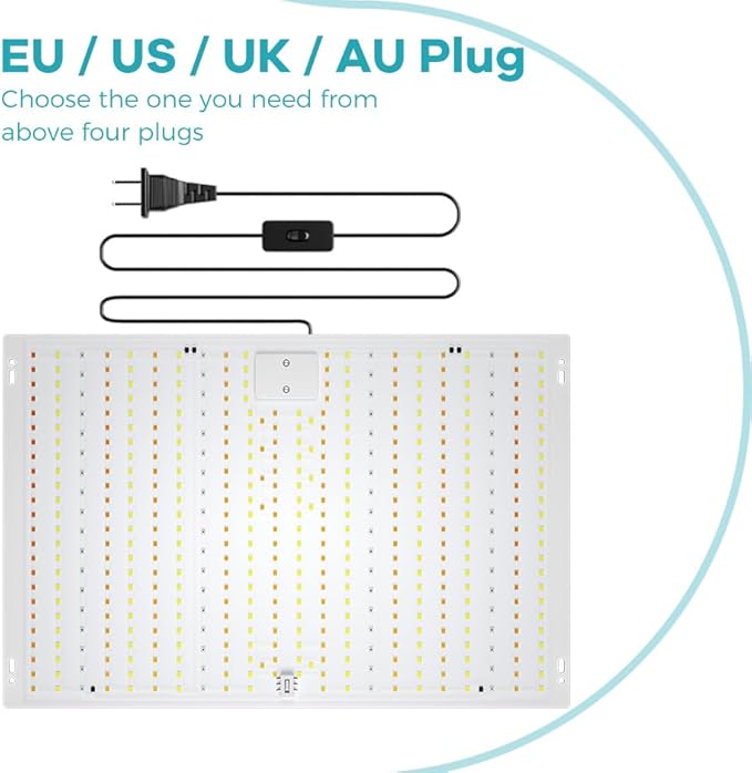 2PCS 800W LED Grow Lamps 504 LEDs Full Spectrum Dimmable Plant Light with Low-Heat Diodes Great for Indoor Succulent Growth Seedling Trays Sunlight-Mimicking Fill Lighting US Plug Works with 110V-277V