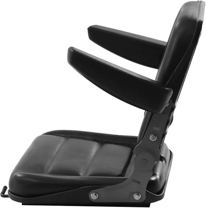 Universal Lawn Mower Seat Fold Down PVC Tractor Seats with Adjustable Backrest Replacement Forklift Accessories with Armrest for Forklifts Aerial Lift Riding Mowers Tractors Excavators Use