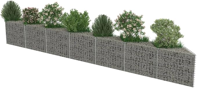 Gabion WallOutdoor Garden Gabion Mesh Planter Raised BedGarden DecorationOutdoor Residential Fencingfor YardGardenGalvanized Steel 177.2x11.8x19.7