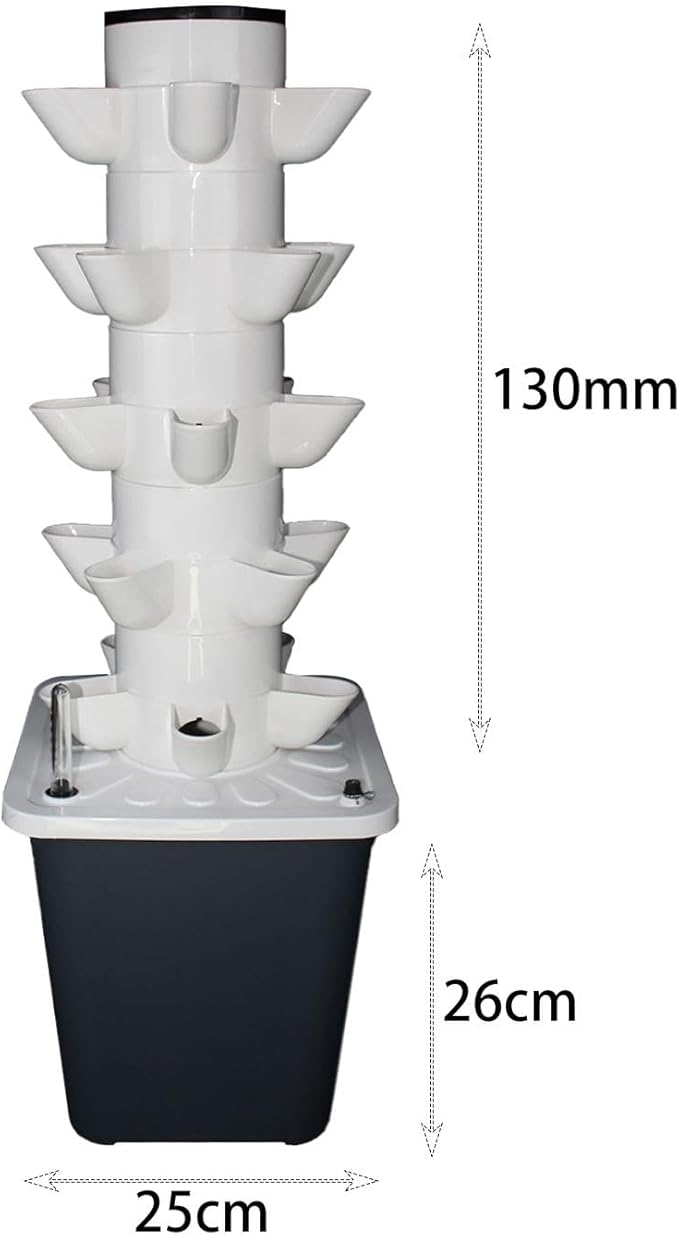 Hydroponic Grow Rack Hydroponic Grow System Tower Indoor Outdoor Home Plant Germination Kit Vertical Garden Planter Water Pump PVC Suitable for Yard S 25Holes