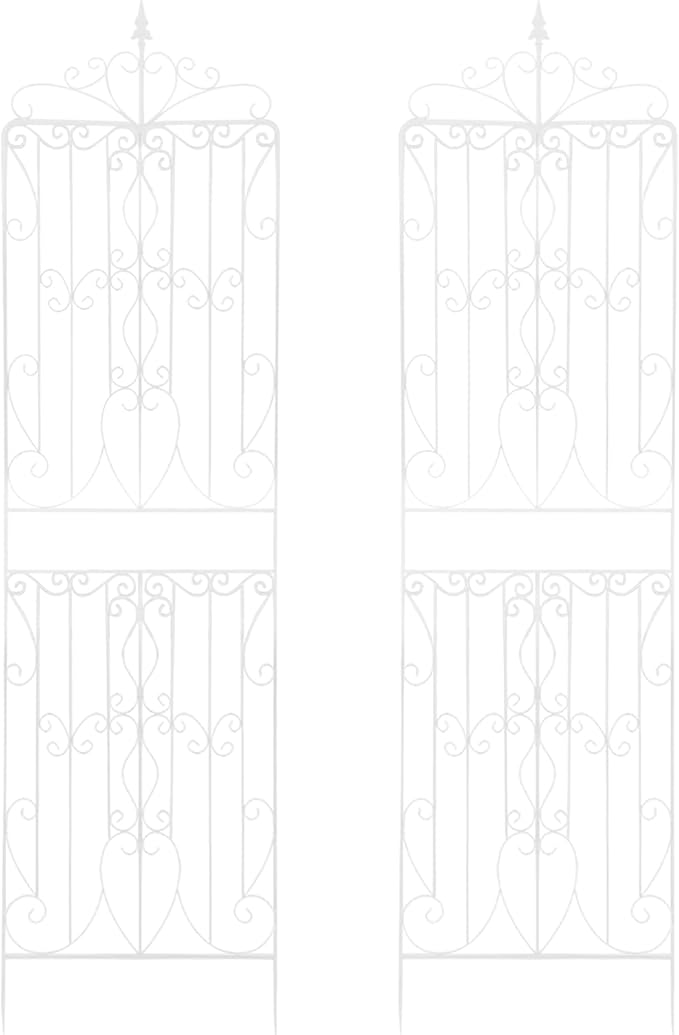 2Pcs Rustic Iron Arch Decoration Garden Trellis Garden Fences Iron Climbing Plant Racks Outdoor Decoration Arched Fence Trellis for Climbing Plants for Patio Lawn Yard（White）