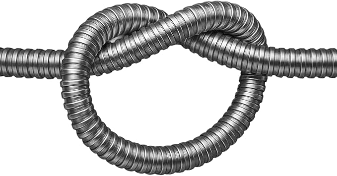 100ft Silver Stainless Steel Garden Hose – Heavy-Duty Metal Hose with Brass Fittings &amp Nozzle Kink-Free Leak-Proof Weather-Resistant