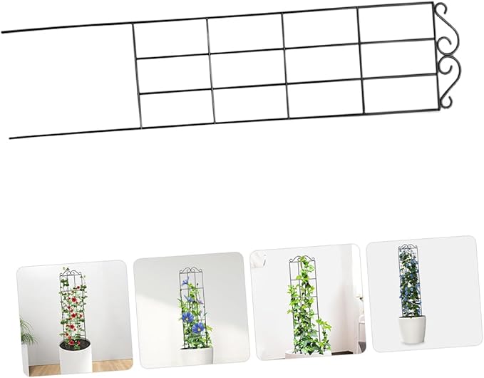 minkissy 4pcs Metal Garden Plant Climbing Trellis Frame for Vines and Flowers 50x15cm Black Plant Support for Indoor Outdoor and Garden