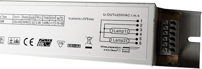 2pcs 110V/220V 50-60Hz 2X36W T8 2 Lamp Electronic Ballast RS-EU236B RS-P236B Ballast(220V)