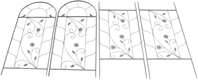 2 Packs 82.6x20 inch Metal Garden Trellis for Climbing Plants Outdoor Retro Iron Garden Decor Fences Panels Flower Plant Support Racks for Roses Vegetables Flowers Expandable (Green)