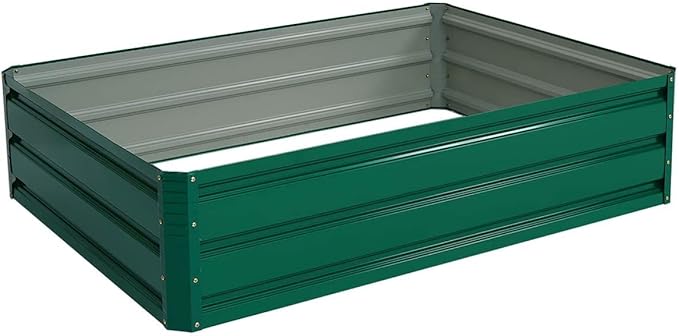 GRAFFY Steel Raised Garden Bed Reinforced Plant Growing Container for Vegetable Flower Herb Plants Outdoor Grass Patio Lawn Garden Beds Box (47 L x 35.5 W x 12.0 H)