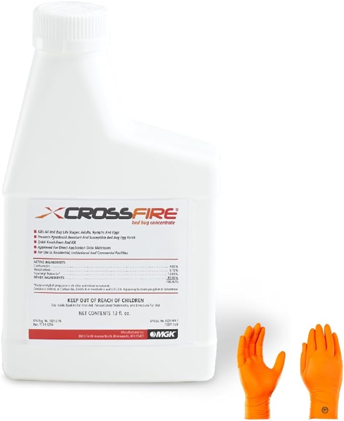 Crossfire Liquid Concentrate 13 oz - Long-Lasting Bed Bug Control Kils Bed Bugs and Their Eggs pyrethroid-Resistant.