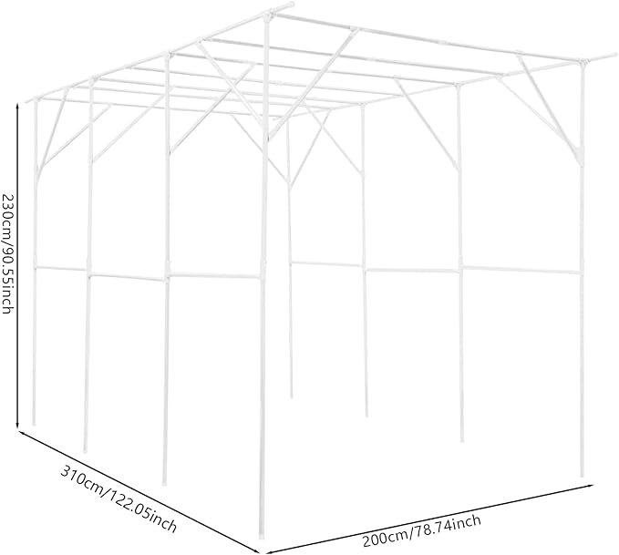Garden Arch Trellis for Climbing Plants 90.5 Inch Tall Grape Vine TrellisPlant Support RackFruits Vegetable Beans Cucumber for Raised Bed (White)