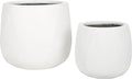 SAFAVIEH Outdoor Collection Kane White Cement Ficonstone Planter Pot Set of 2