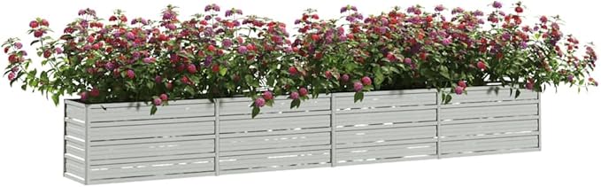 Galvanized Steel Raised Garden Bed Large Silver Metal Outdoor Planter Box 126x16x18 Inch Durable Kit for Vegetables Flowers Herbs Patio Backyard