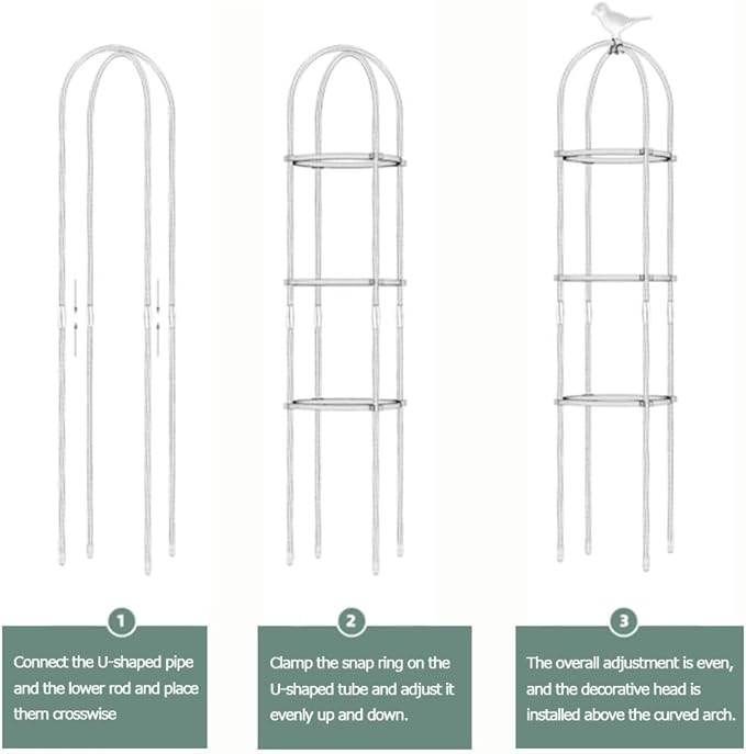 Metal Obelisk Trellis Garden Trellis for Climbing Outdoor Plants Tower 21x120cm 25x190cm 31x160cm 35x150cm Birdcage Shape Tomato Cage Easy Assembly