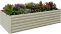 CABIHOME 2Pcs-Steel Raised Garden Bed 95 W Metal Deep Root Planter Box for Vegetables Flowers HerbsLarge Oval Garden Planting BedEasy Assembly Beige