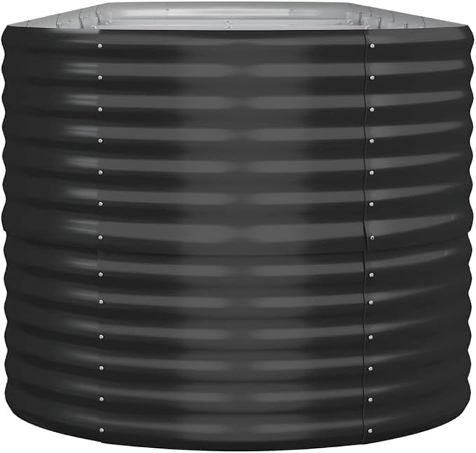 Garden Raised Planter Raised bedsGalvanized PlanterFlower BedTroughMetal PlanterRaised Garden BedBed Powder-Coated Steel 144.9x31.5x26.8 Anthracite