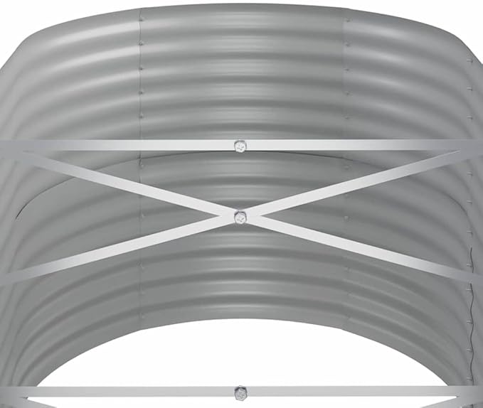 Large Oval 59.8 x 31.5 x 26.8 in Grey Powder-Coated Steel Raised Garden Bed Outdoor Planter Box Durable for Flowers Vegetables on Patio Terrace
