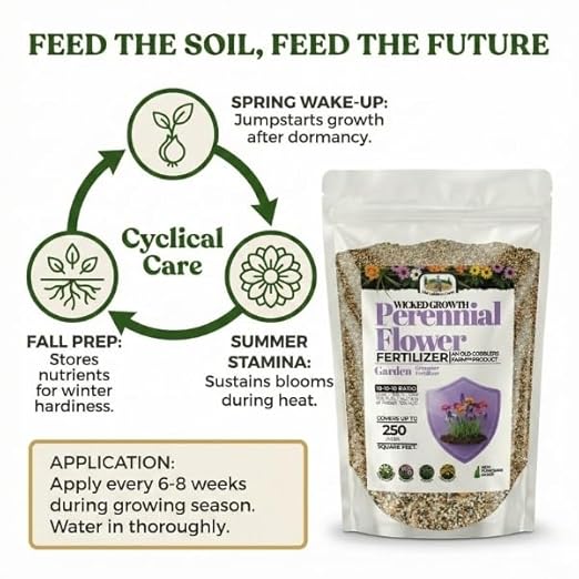 Old Cobblers Farm™ Wicked Growth Perennial Flowers Fertilizer – Ensures Consistent Flowering and Healthy Root Strength Year After Year (5 lbs | 10 lbs | 15 lbs | 20 lbs) (10 lbs)