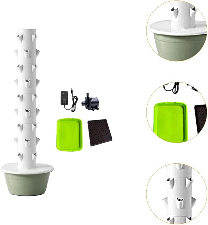 Hydroponic Tower Hydroponics Growing System Kit Eco Friendly Space Saving Vertical Garden Planter for Flowers Gardening Lover Green Size L
