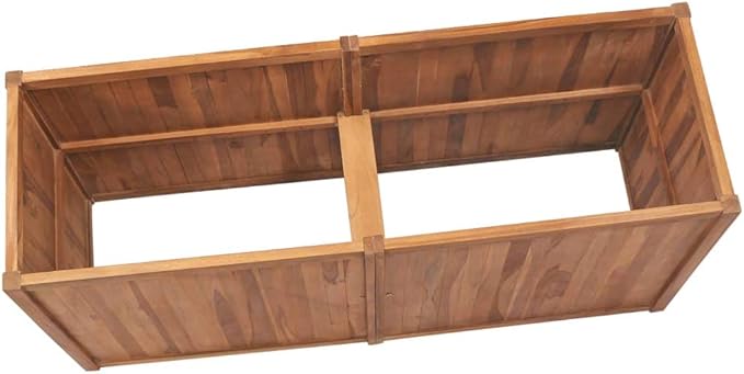 Teak Wood Raised Bed for Garden Plants Flowers Vegetables - Galvanized Steel Frame - 59.1 in. Width Wire Mesh - Outdoor Landscape Fencing Baskets