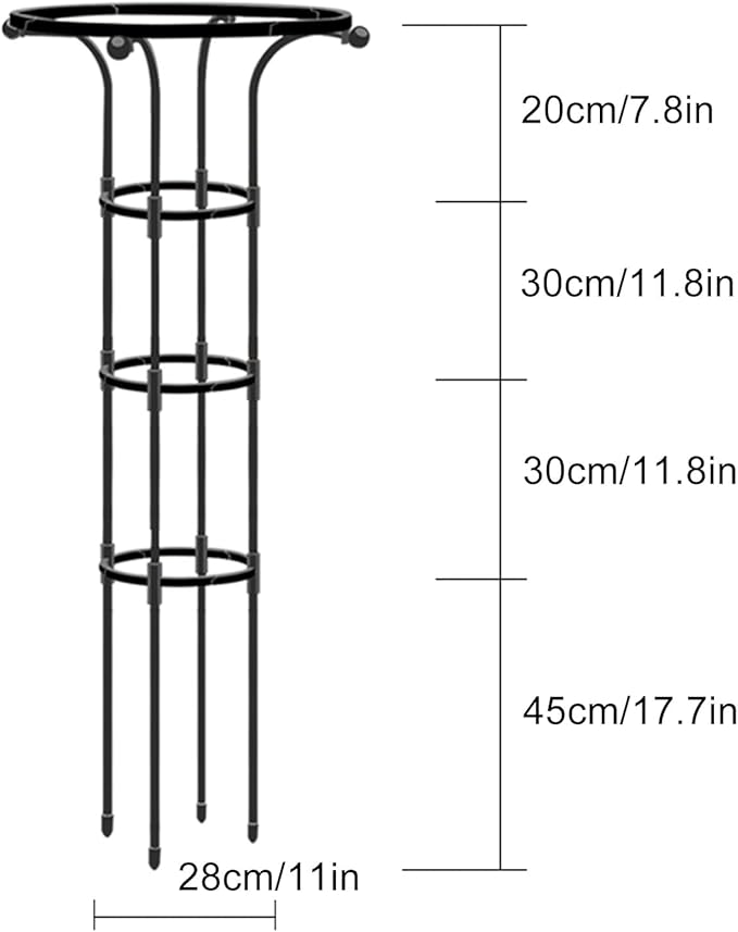 Metal Umbrella Trellis Decorative Vertical Garden Obelisk Trellis with PE Coated Black Lightweight Plant Tower Umbrella Shaped Ventilated Plant Trellis for Climbing Vine(Black 49 x 11IN)
