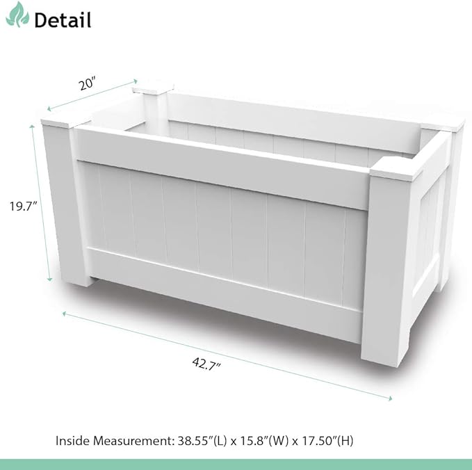 SunnyRoyal 43 X 20 X 20 Garden Box Kit Vinyl Planter Raised Box Raised Bed Plastic Gardening Storage for Indoor/Outdoor Growing Vegetable 2Packs