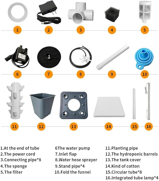 Grow Vertical Hydroponic Tower for Indoor Growing System Aeroponics with Moisturizing Pump Hydroponic Tower for Vegetables15holes