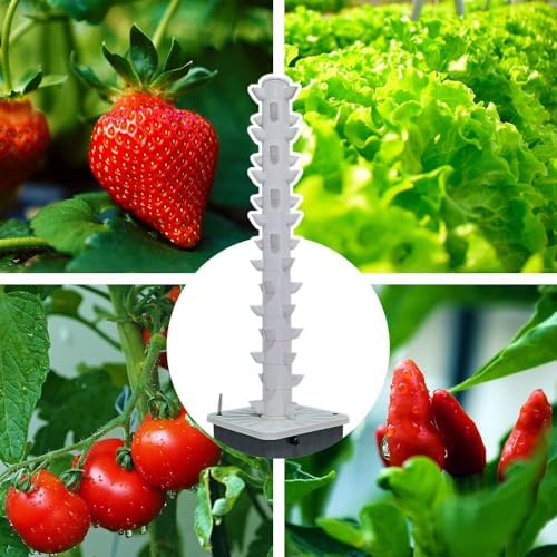 Hydroponics Growing with LED Grow Light - 45 Holes Garden Smart Planter Vertical Tower for Germination Aeroponics Kit (A)