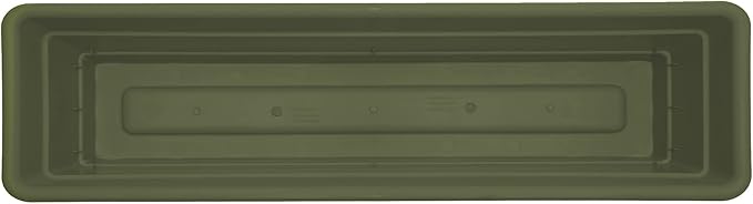 Bloem Dura Cotta Window Box Planter: 24 - Living Green - with Tray Weatherproof Resin Box Removable Tray for Indoor &amp Outdoor Use Gardening 3 Gallon Capacity