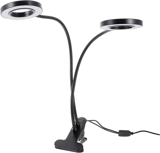 HANABASS LED Dual-Headed Plant Grow Light for Indoor Plants Adjustable Brightness Timer 5V Clip-on Design for Succulents and Hydroponics