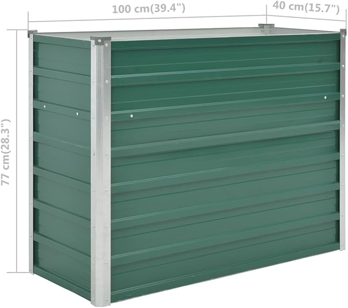 Garden Raised Bed Horse Trough planters Gardening Box Planter Boxes Raised Flower Bed Suitable for Orchard Courtyard Corridor Nursery Galvanized Steel 39.4x15.7x31.3 Green