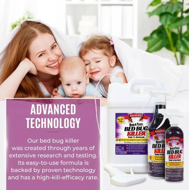 Nature’s MACE Bed Bug Killer 1 Gallon Kill BedBugs Treatment Mites Eggs Easy Do-It-Yourself Professional Bed Bug Spray at-Home Solution Mattress Non-Toxic Child &amp Pet Safe Stain &amp O