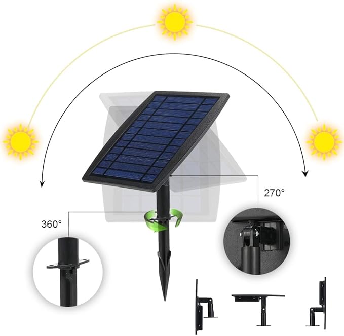 Solar Powered Dual Spotlights 2W 130LM with Adjustable 270° Light &amp Solar Panel 9.8ft Cable Length – IP65 Waterproof Outdoor Garden Lawn Landscape Lighting for Yard and Tree (White)
