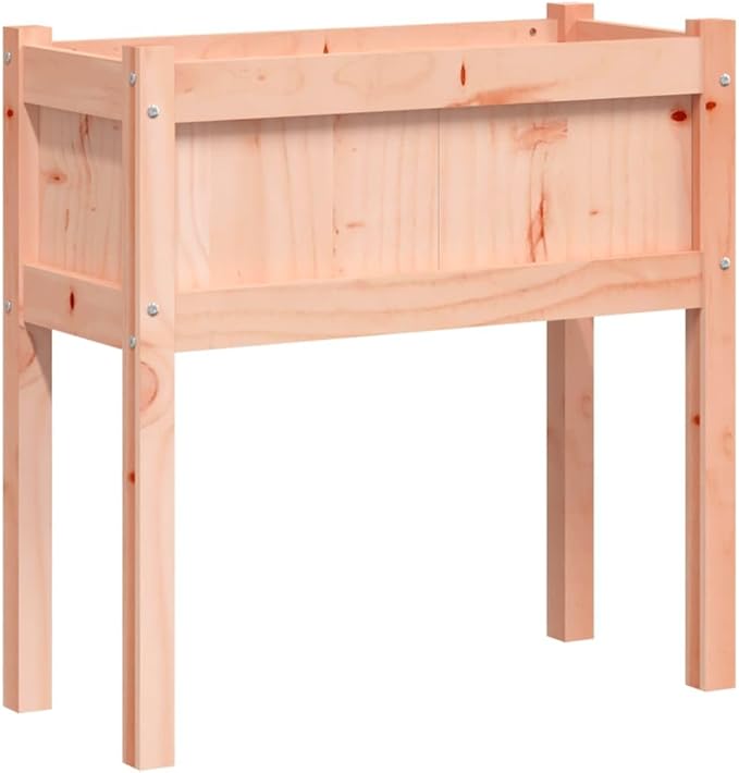 Natural Douglas Wood Garden Planter 27.6x12.2x27.6 Inch Rustic Outdoor Raised Bed for Flowers Herbs Vegetables Durable Untreated Finish