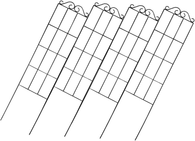 Balacoo 4pcs Metal Garden Climbing Frame Trellis Plant Support for Vines and Potted Plants 50x15cm Black Steel Support Rings for Home and Outdoor Greenhouse Stem Climbing