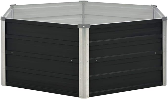 Outdoor Metal Raised Garden Bed for Vegetables Flowers Herbs Galvanized Planter Raised Garden Boxes Outdoor Anthracite 50.8x50.8x17.7 Galvanized Steel-161