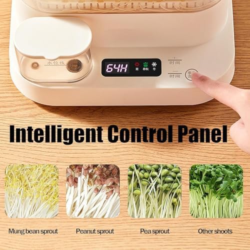 Automatic Bean Sprout Machine 360° Spray with 1.5L Water Tank LED Display 3 Modes for Radish Wheatgrass and Barley