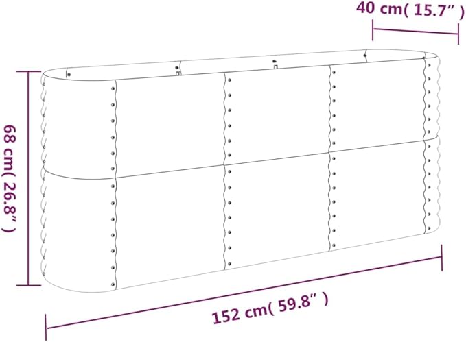 YAFF Large Grey Oval Garden Raised Bed - Powder-Coated Steel Planter Box 59.8 x 59.8 x 26.8 in for Outdoor Gardening - Perfect for Vegetables Herbs and Flowers