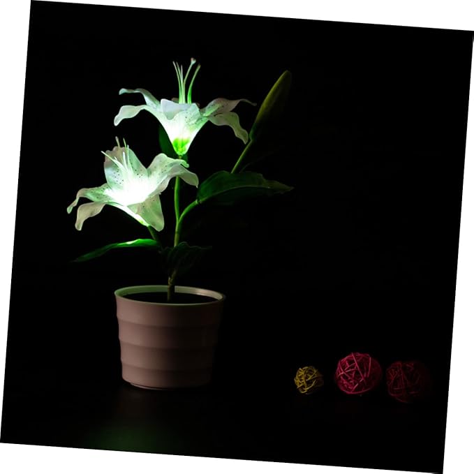 ABOOFAN Solar LED Artificial Lily Flower Light Waterproof Decorative Garden Lamp Solar Light for Outdoor and Indoor Flower Highlight