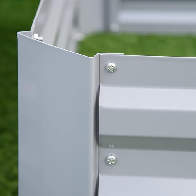 2 Pcs Galvanized Raised Garden Bed 3.3' x 3.3' x 1' Metal Planter Box for Growing Vegetables Flowers Herbs Succulents Gray